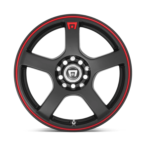 Motegi MR116 FS5 Matte Black Red Racing Stripe 18x8 +35 5x114.3|5x120mm 74.1mm - Wheelwiz