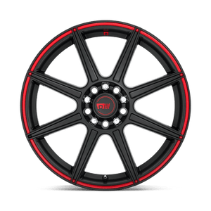 Motegi MR142 CS8 Satin Black W/ Red Stripe 18x8 +35 5x114.3|5x120mm 74.1mm - Wheelwiz