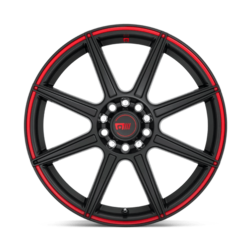 Motegi MR142 CS8 Satin Black With Red Stripe 16x7 +40 5x112|5x114.3mm 72.6mm - WheelWiz