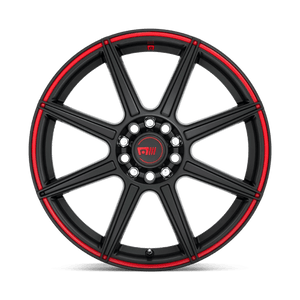 Motegi MR142 CS8 Satin Black W/ Red Stripe 18x8 +45 5x112|5x114.3mm 72.6mm - Wheelwiz