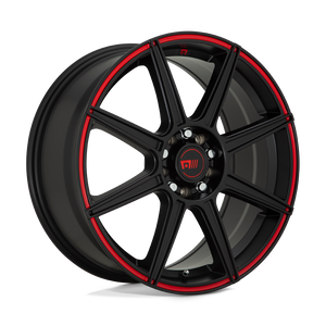 Motegi MR142 CS8 Satin Black With Red Stripe 16x7 +40 5x112|5x114.3mm 72.6mm - WheelWiz