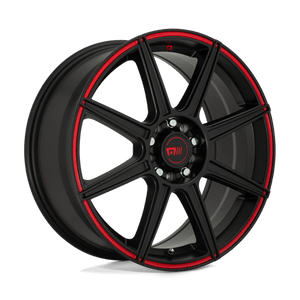 Motegi MR142 CS8 Satin Black W/ Red Stripe 16x7 +40 5x108|5x114.3mm 72.6mm - Wheelwiz