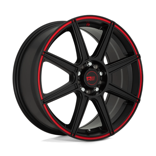 Motegi MR142 CS8 Satin Black With Red Stripe 16x7 +40 5x112|5x114.3mm 72.6mm - WheelWiz