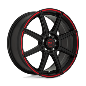 Motegi MR142 CS8 Satin Black With Red Stripe 18x8 +35 5x100|5x114.3mm 72.6mm - WheelWiz