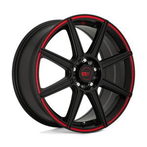 Motegi MR142 CS8 Satin Black W/ Red Stripe 17x7 +40 5x114.3|5x120mm 74.1mm - Wheelwiz