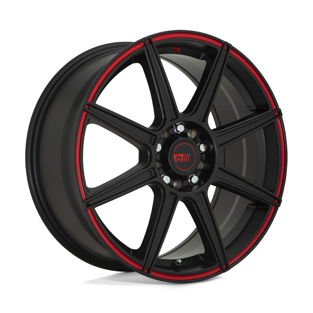 Motegi MR142 CS8 Satin Black With Red Stripe 18x8 +35 5x100|5x114.3mm 72.6mm - WheelWiz