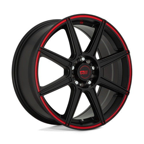 Motegi MR142 CS8 Satin Black W/ Red Stripe 17x7 +40 5x110|5x115mm 72.6mm - Wheelwiz