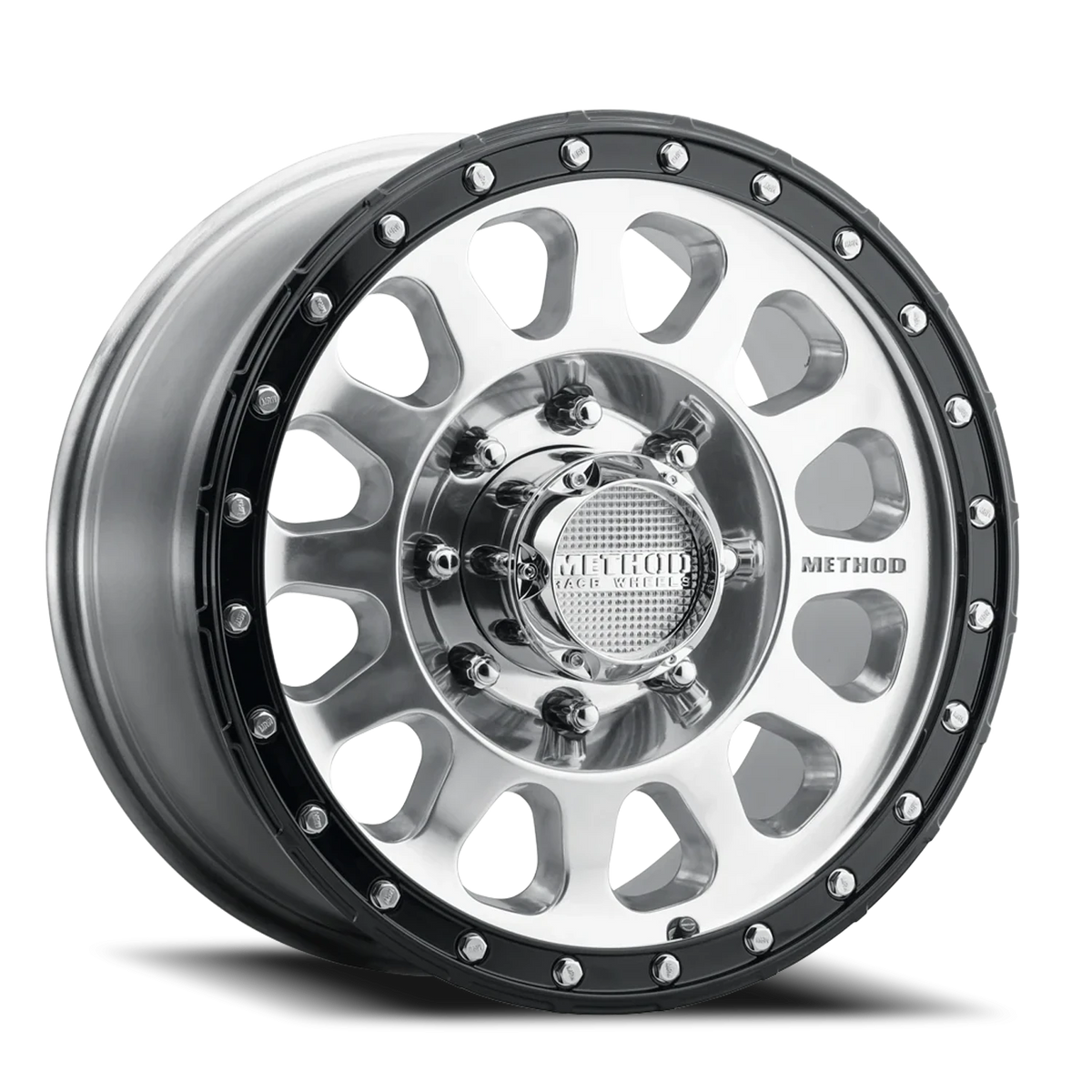 Method Race Wheels MR315 Polished W/ Gloss Black Lip 17x8.5 +25 8x165.1mm 130.81mm