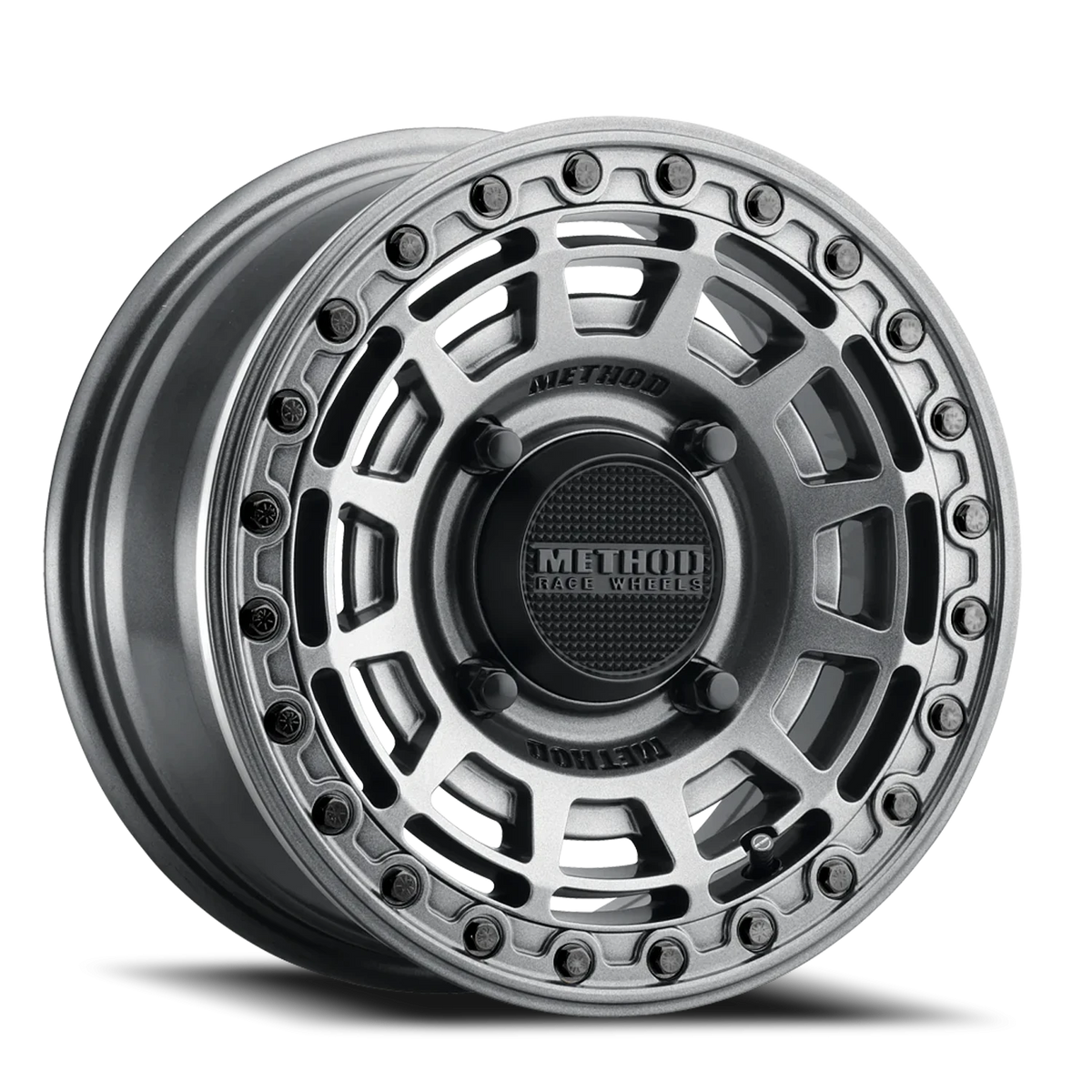 Method Race Wheels MR415 Beadlock UTV Graphite W/ Gloss Graphite Ring 15x7 +38 4x136mm 106mm