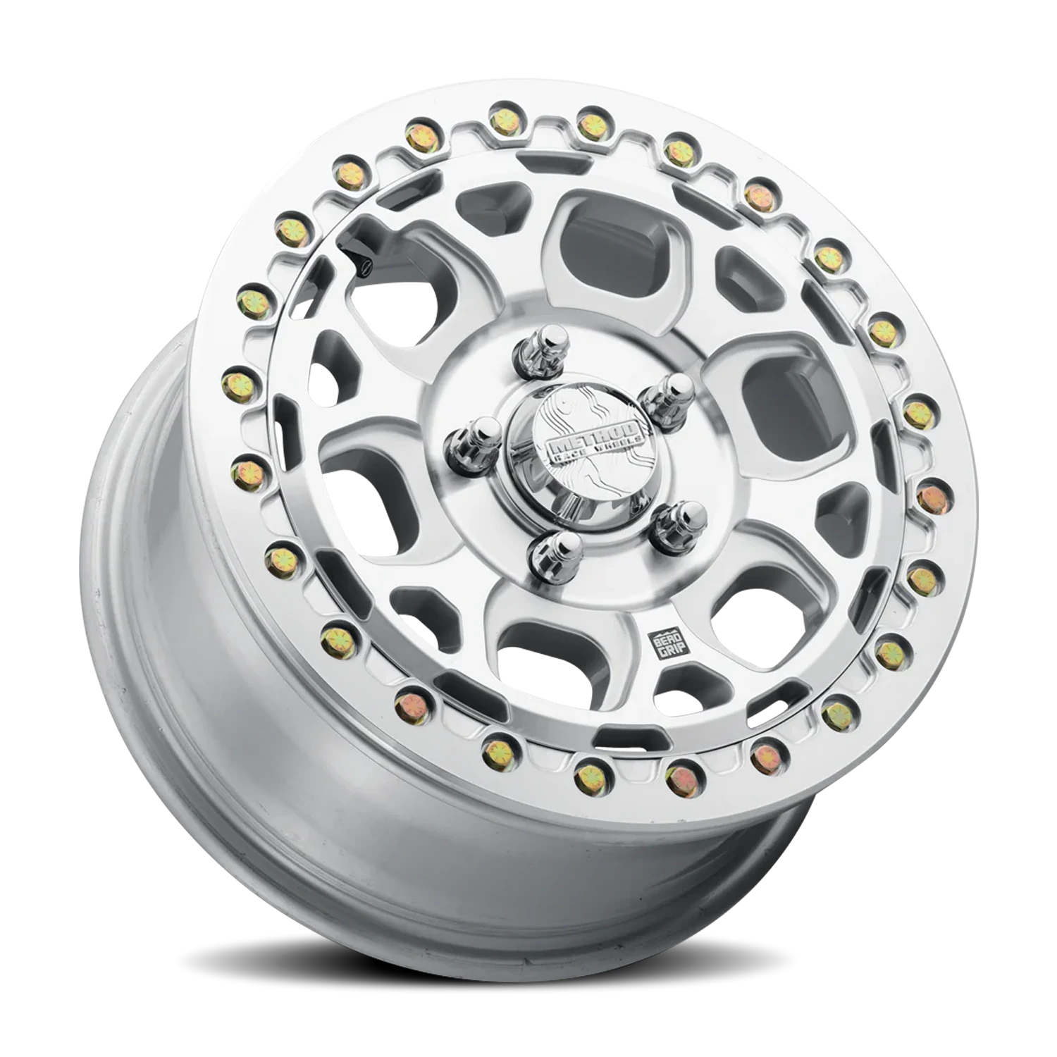 Method Race Wheels MR416 Beadlock Machined Silver W/ Clear Coat 15x7 +55 5x114.3mm 68mm - Wheelwiz