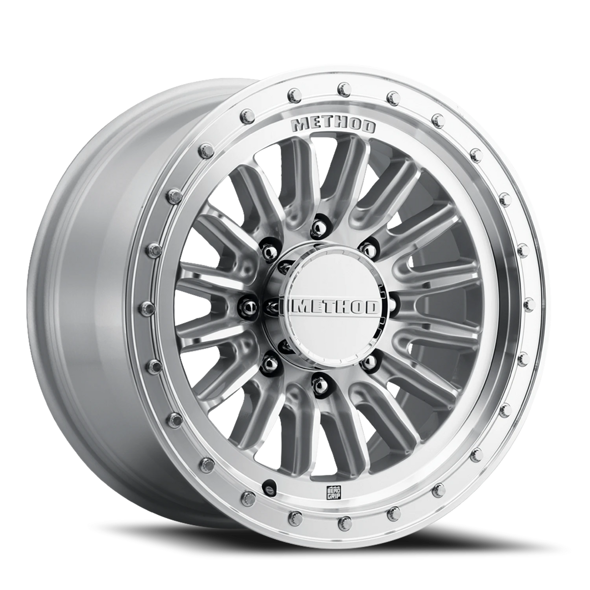 Method Race Wheels MR711 HD Bead Grip Machined Silver W/ Clear Coat 20x9 +12 8x180mm 124.1mm - Wheelwiz