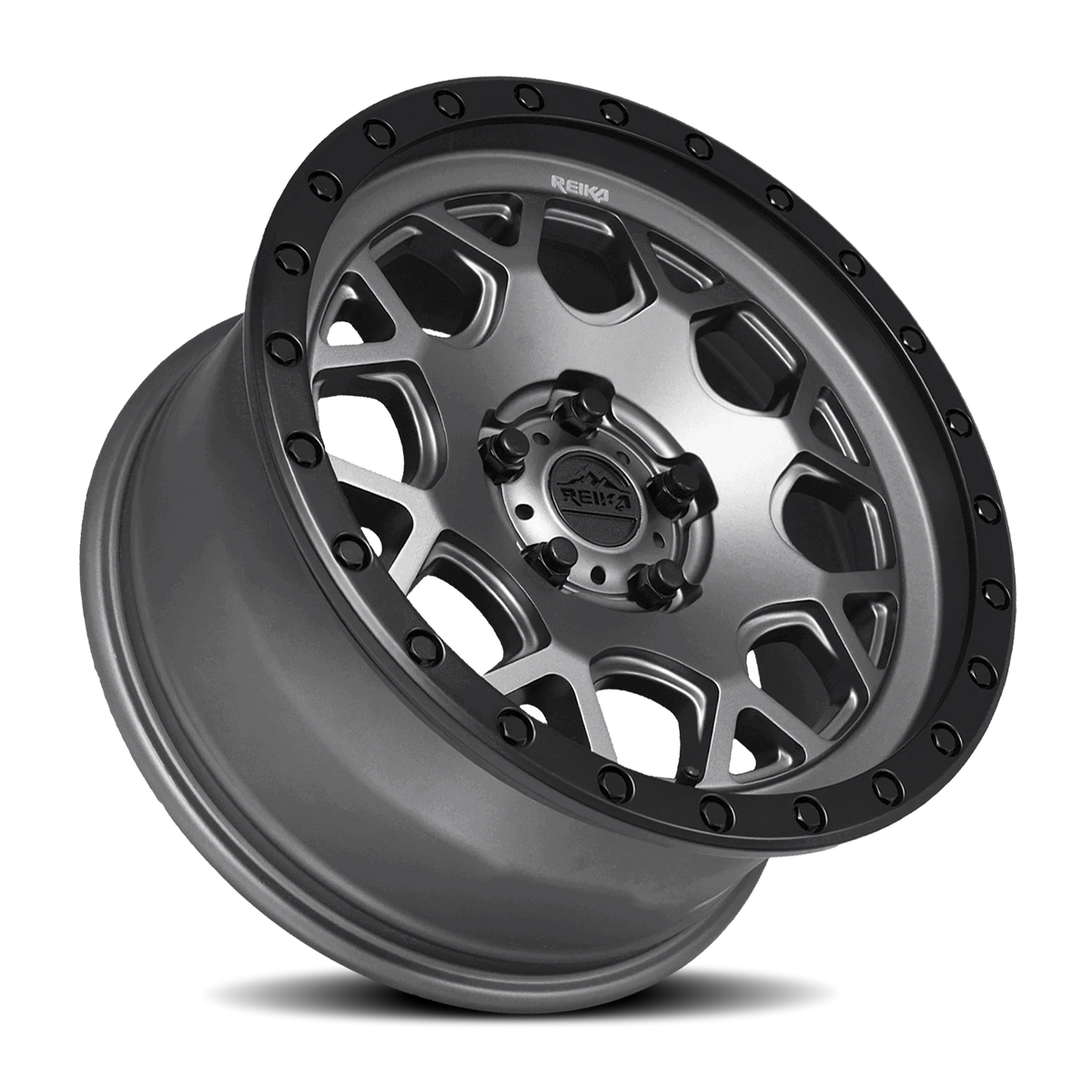 Reika R45 Gunmetal Grey / Satin Black Ring 17x8 +20 5x108mm 63.4mm - Wheelwiz