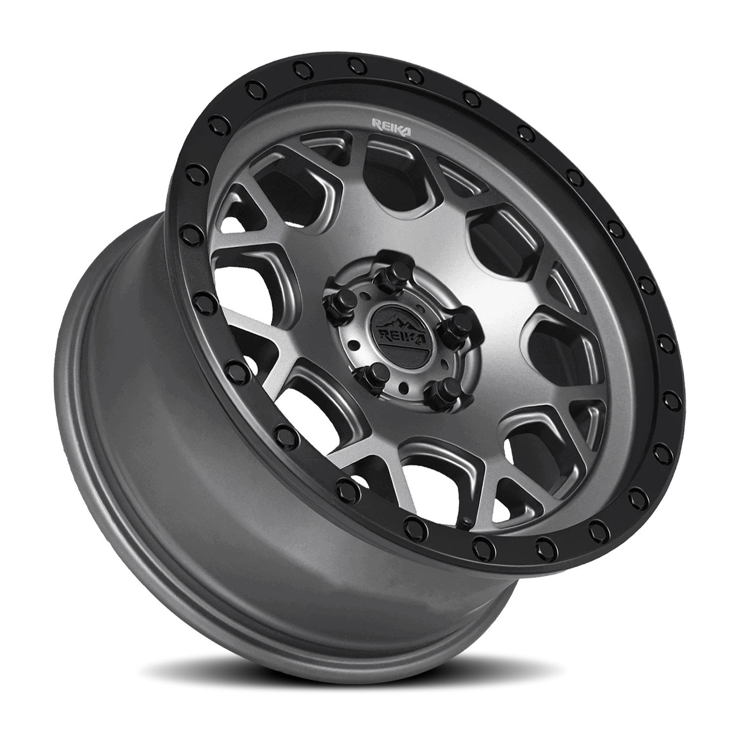 Reika R45 Gunmetal Grey / Satin Black Ring 17x8 +20 5x108mm 63.4mm - Wheelwiz