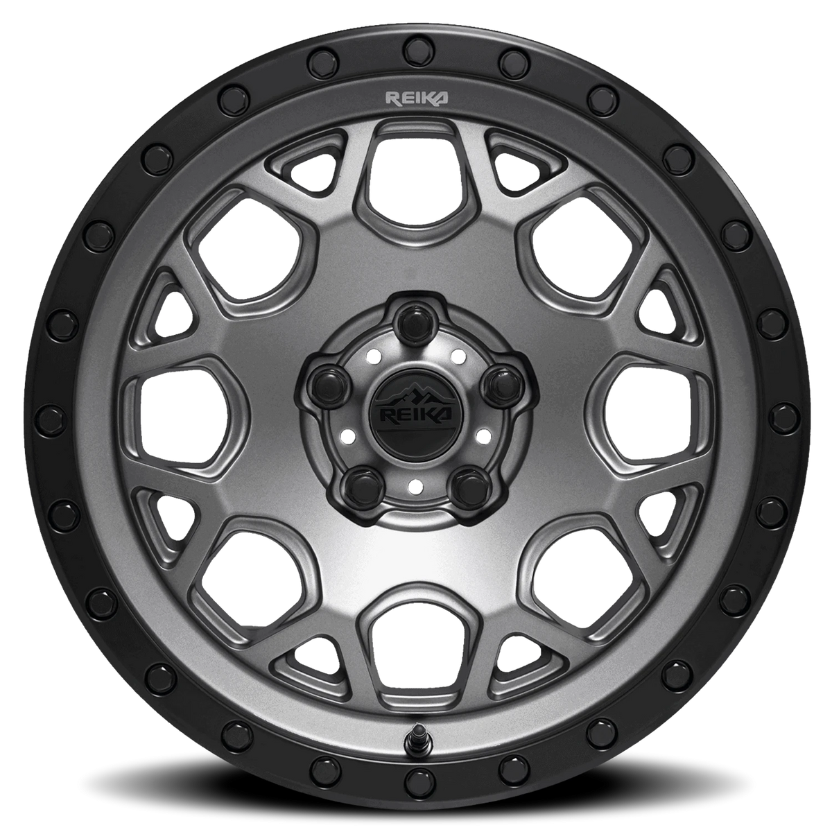 Reika R45 Gunmetal Grey / Satin Black Ring 17x8 +20 5x108mm 63.4mm - Wheelwiz