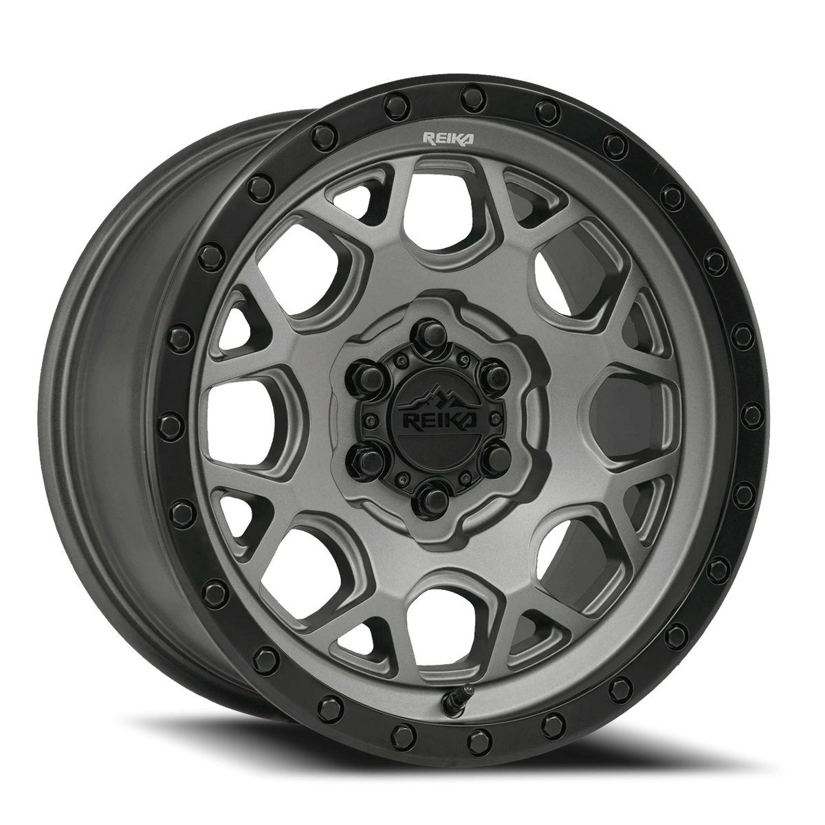 Reika R45 Gunmetal Grey / Satin Black Ring 17x8.5 +18 6x139.7mm 106.1mm - Wheelwiz