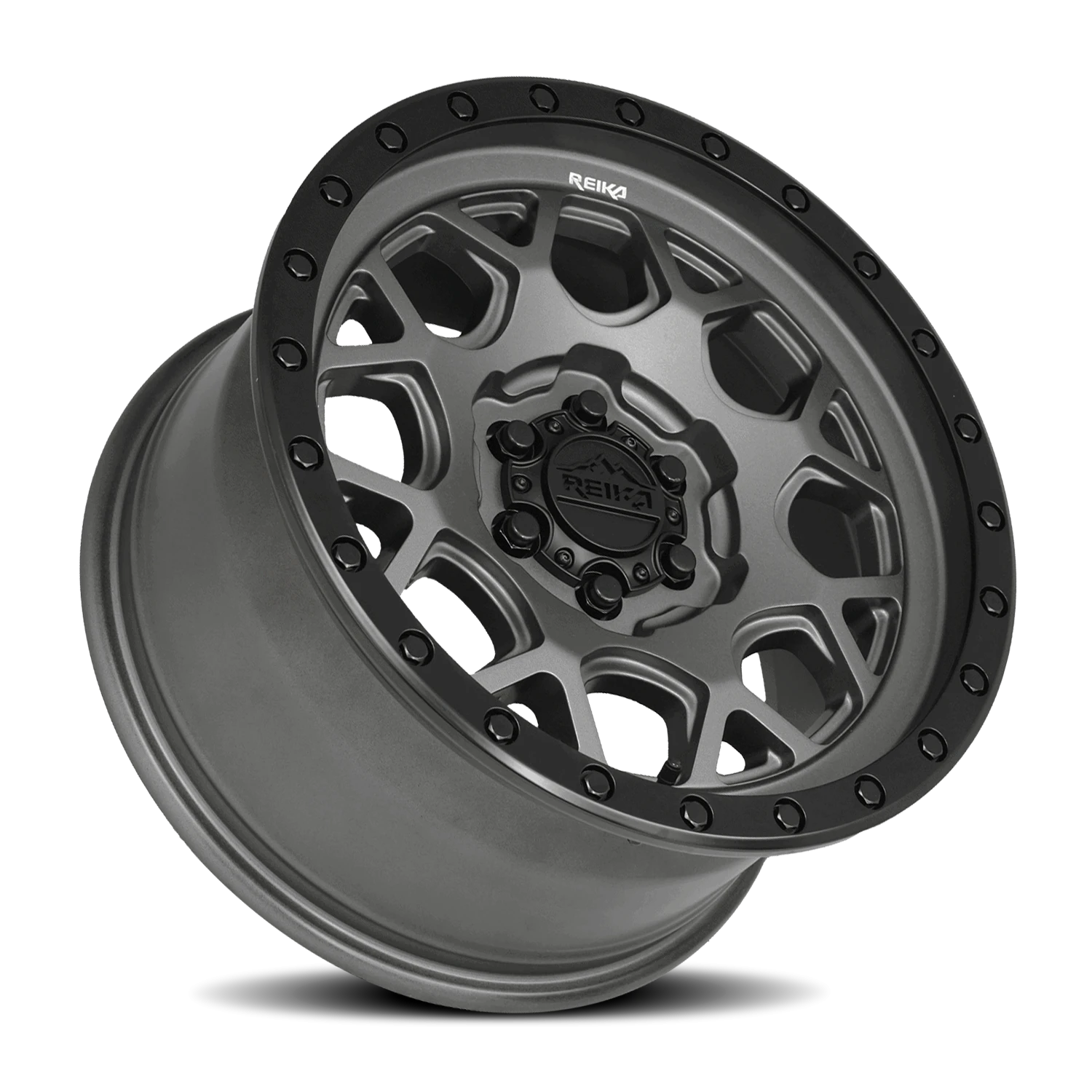 Reika R45 Gunmetal Grey / Satin Black Ring 17x8.5 +18 6x135mm 87.1mm - Wheelwiz