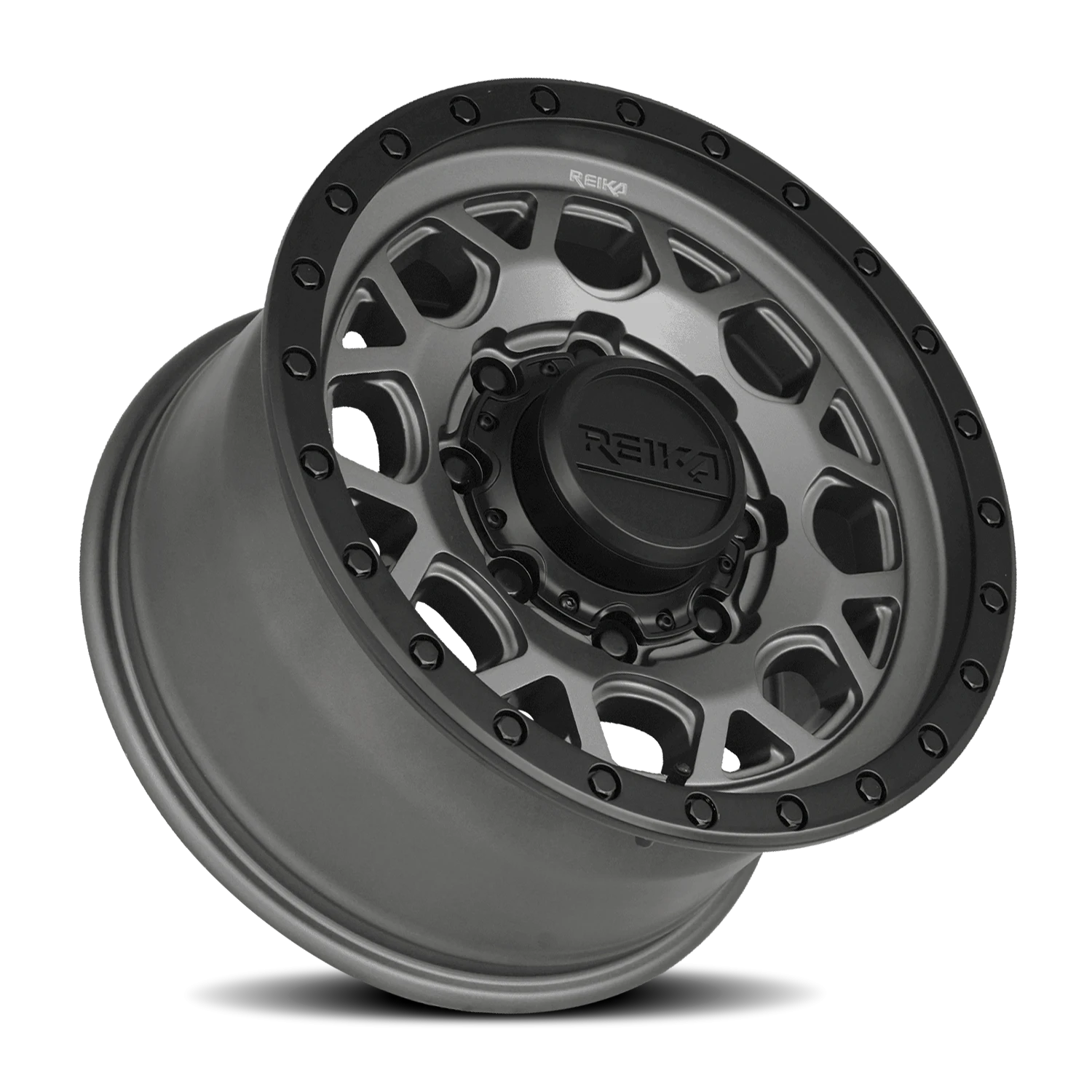 Reika R45 Gunmetal Grey / Satin Black Ring 17x9 +18 8x165.1mm 125.2mm - Wheelwiz