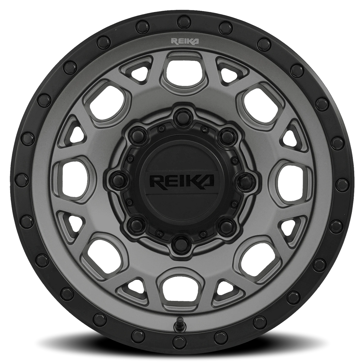 Reika R45 Gunmetal Grey / Satin Black Ring 17x9 +18 8x165.1mm 125.2mm - Wheelwiz