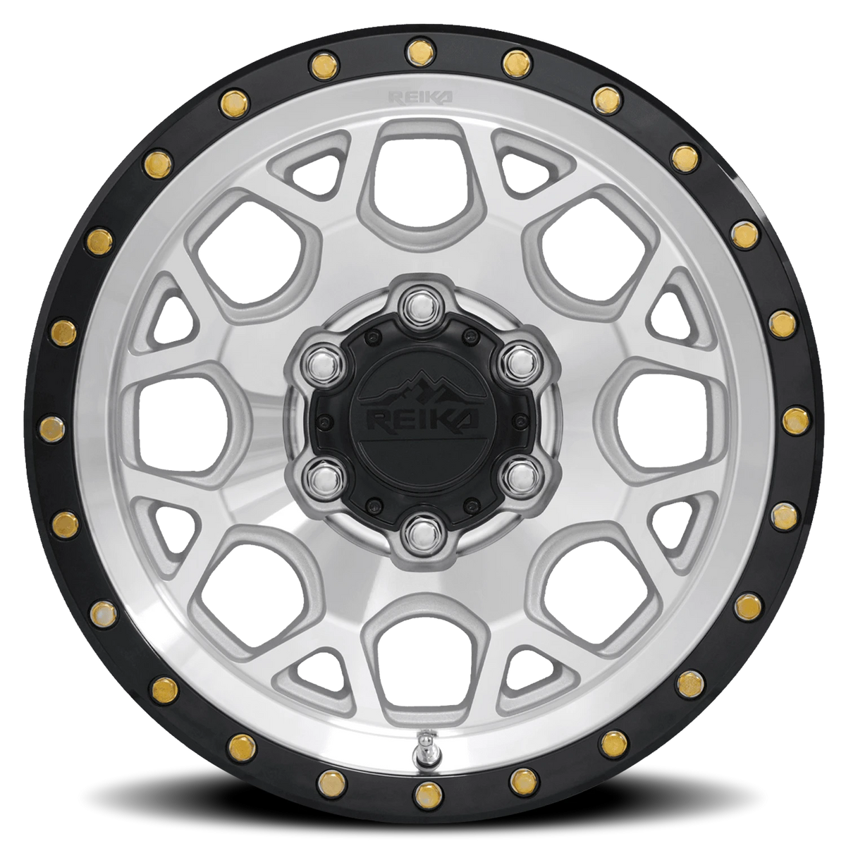 Reika R45 Machined / Gloss Black Ring 17x9 -12 6x139.7mm 106.1mm - Wheelwiz