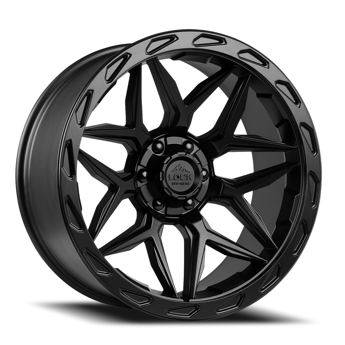 Lock Offroad Matrix Matte Black W/ Matte Black Ring 20x10 -18 5x127|5x139.7mm 87.1mm