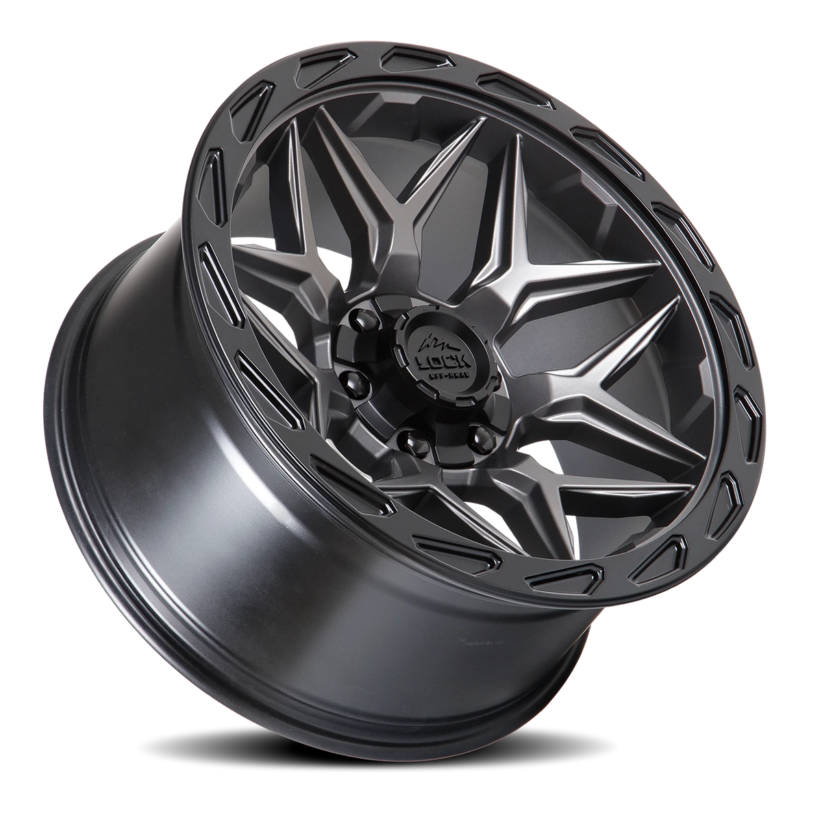 Lock Offroad Matrix Matte Grey W/ Matte Black Ring 17x9 -12 5x127|5x139.7mm 87.1mm