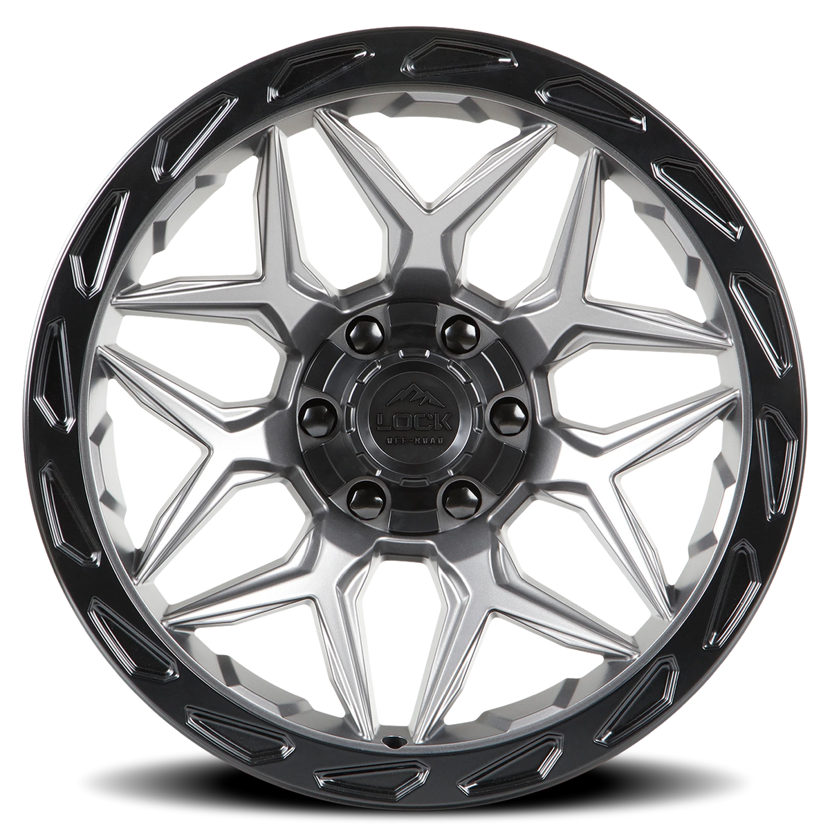 Lock Offroad Matrix Matte Grey W/ Matte Black Ring 17x9 -12 5x127|5x139.7mm 87.1mm