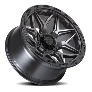 Lock Offroad Matrix Matte Grey W/ Matte Black Ring 22x10 -18 8x180mm 124.3mm
