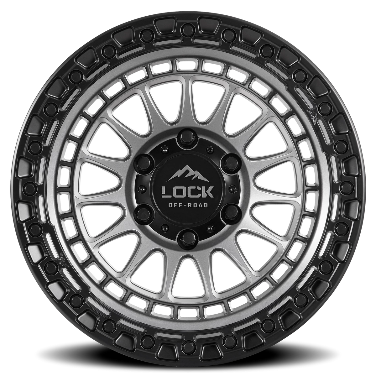 Lock Offroad Mojave Matte Grey W/ Matte Black Ring 17x8.5 +25 6x135mm 87.1mm