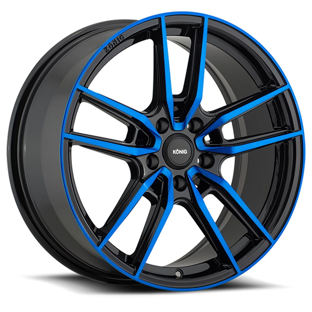 Konig Myth Gloss Black W/ Blue Tinted-Clearcoat 18x8 +43 5x100mm 73.1mm - Wheelwiz