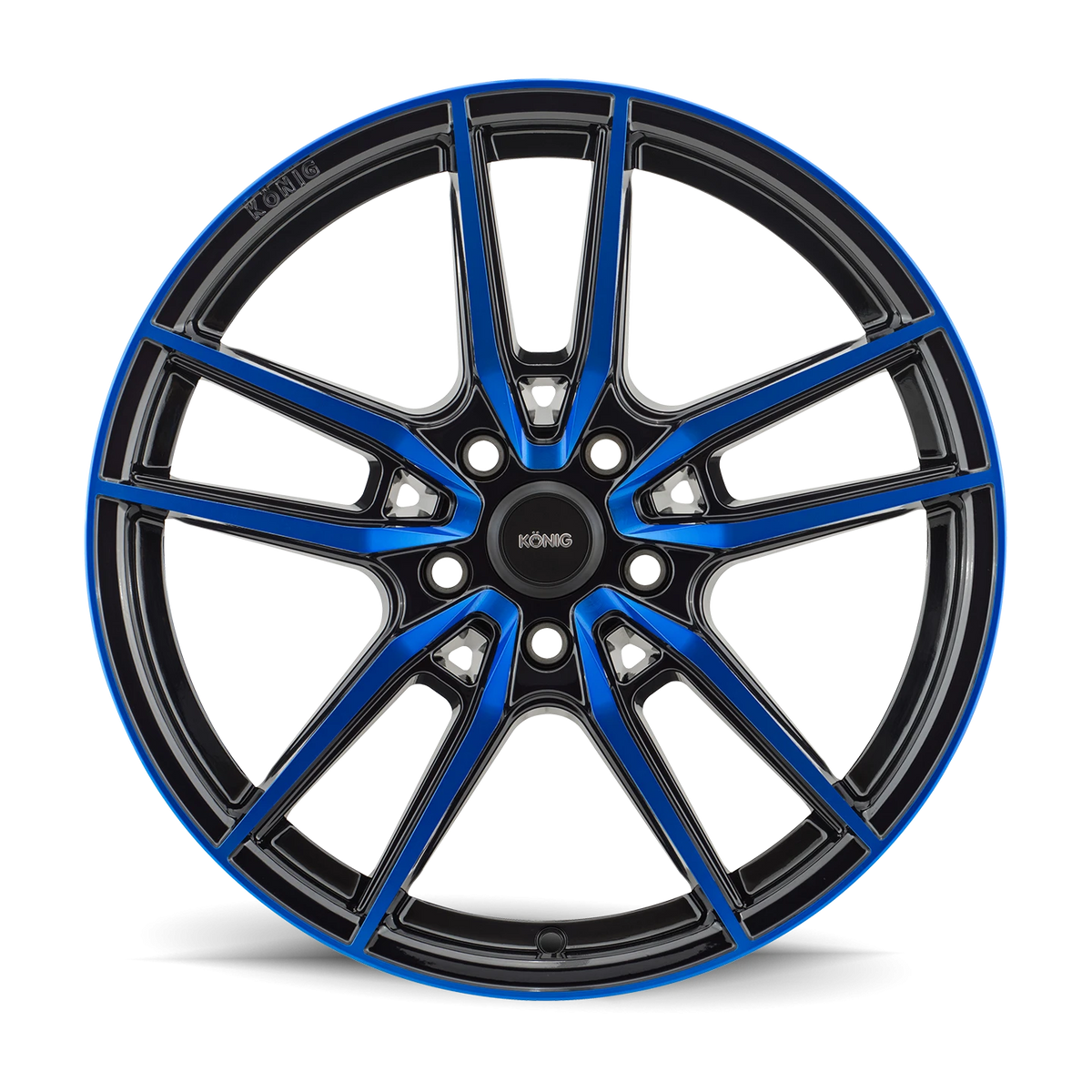 Konig Myth Gloss Black W/ Blue Tinted-Clearcoat 18x8 +43 5x100mm 73.1mm - Wheelwiz