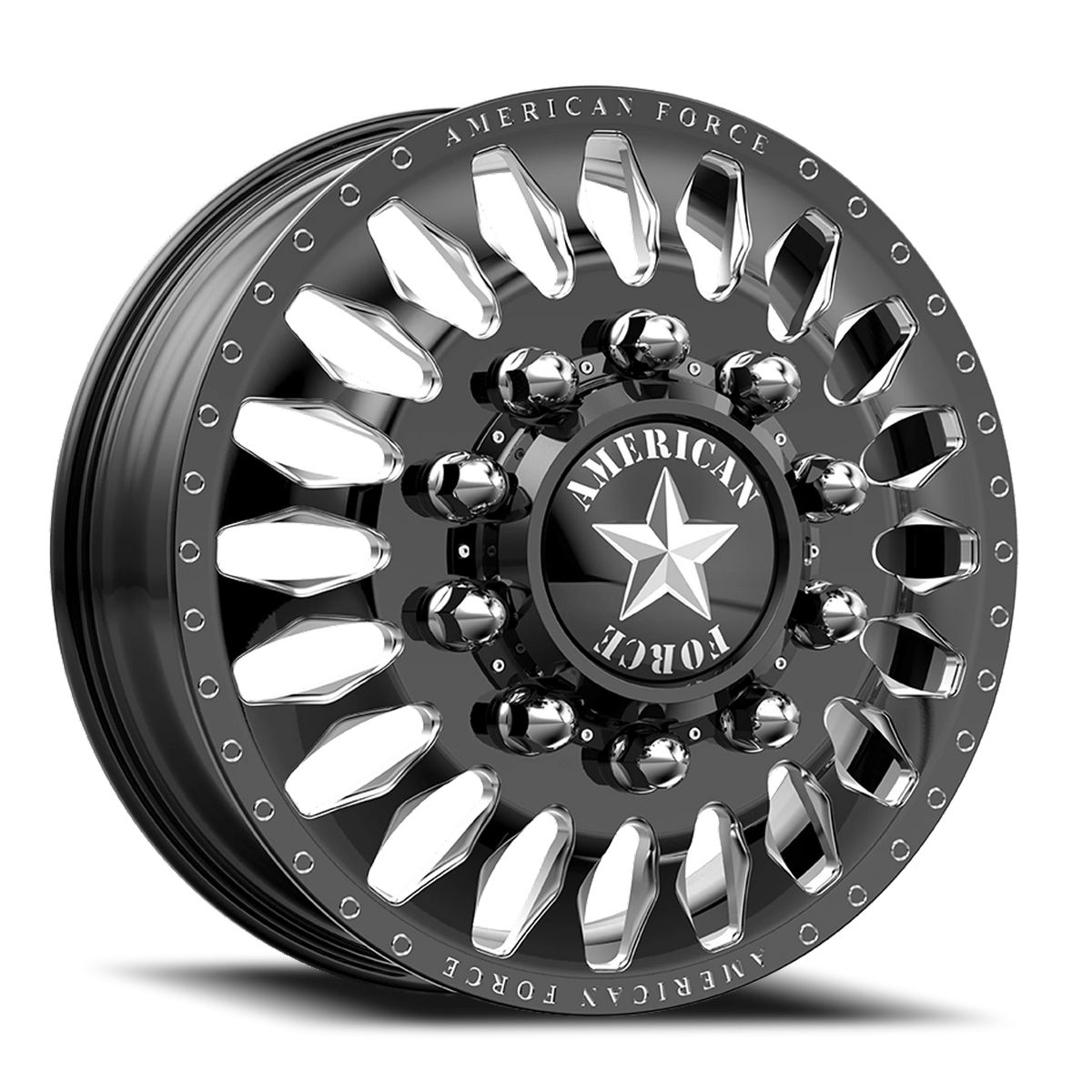 American Force N20 Massive DRW Gloss Black W/ Milled 24x8.25 -145 10x225mm 170mm - Wheelwiz