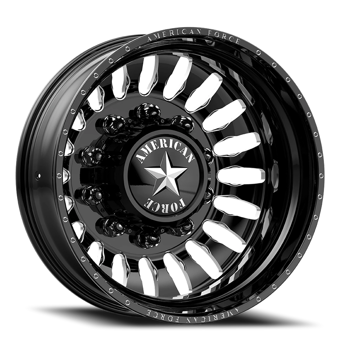 American Force N20 Massive DRW Gloss Black W/ Milled 26x8.25 -130 8x210mm 154mm - Wheelwiz