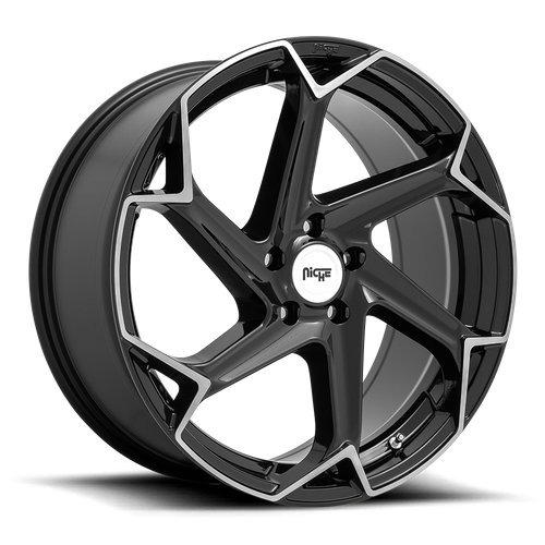 Niche M255 FLASH Gloss Black Brushed 20x9 +27 5x112mm 66.6mm - Wheelwiz
