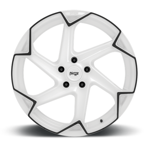Niche M257 FLASH Gloss White W/ Black 20x10.5 +35 5x120mm 72.6mm - Wheelwiz