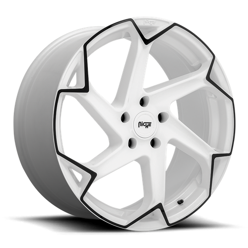 Niche M257 FLASH Gloss White W/ Black 20x10.5 +35 5x120mm 72.6mm - Wheelwiz