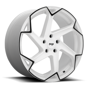 Niche M257 FLASH Gloss White W/ Black 20x10.5 +35 5x120mm 72.6mm - Wheelwiz
