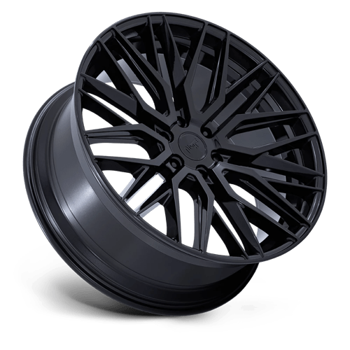 NIID Radiant II Black Matrix セット Niche M224 GAMMA Gloss Black 22x9.5 +25 6x139.7mm 106.1mm– Wheelwiz