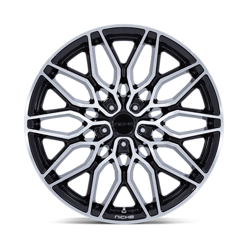 Niche NC277 CALABRIA 5 Gloss Black Machined 22x9 +27 5x120mm 74.1mm - Wheelwiz