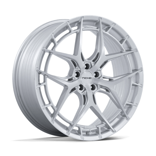 Niche NC286 RIVIERA Gloss Silver W/ Brushed Face 20x10.5 +38 5x120mm 72.6mm - Wheelwiz