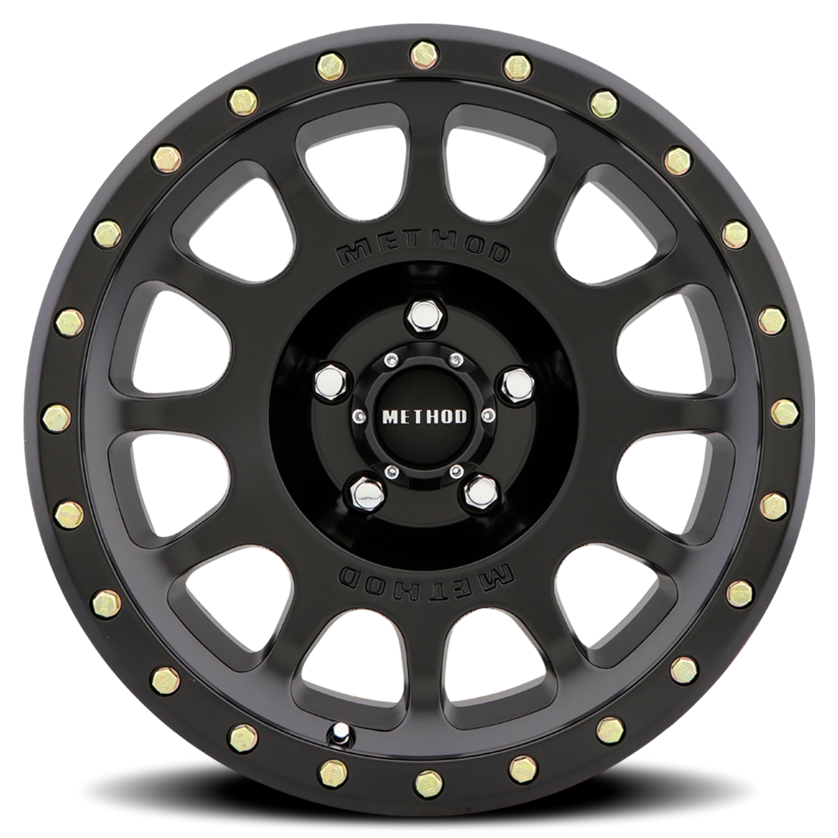 Method Race Wheels NV MR305 Matte Black W/ Gloss Black Lip 18x9 -12 5x127mm 94mm