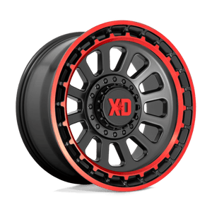 XD Series XD856 OMEGA Satin Black Mach Lip Red Tint 17x9 +18 6x114.3|6x139.7mm 78.1mm - Wheelwiz