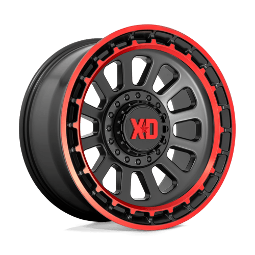 XD Series XD856 OMEGA Satin Black Mach Lip Red Tint 17x9 +18 6x135|6x139.7mm 106.1mm - Wheelwiz