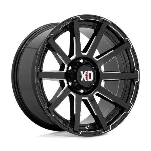 XD Series XD847 OUTBREAK Gloss Black Milled 20x10 +12 6x139.7mm 106.1mm - Wheelwiz