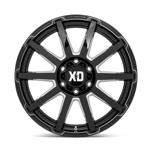 XD Series XD847 OUTBREAK Gloss Black Milled 20x10 +12 6x139.7mm 106.1mm - Wheelwiz