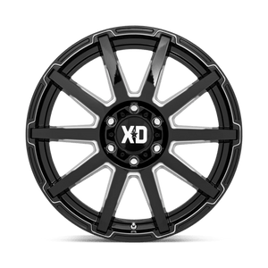 XD Series XD847 OUTBREAK Gloss Black Milled 20x10 +12 6x139.7mm 106.1mm - Wheelwiz