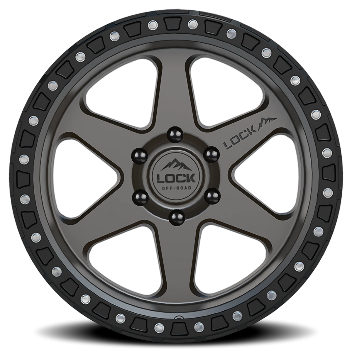 Lock Offroad Olympus Matte Grey W/ Matte Black Ring 18x9 -12 5x127mm 71.6mm