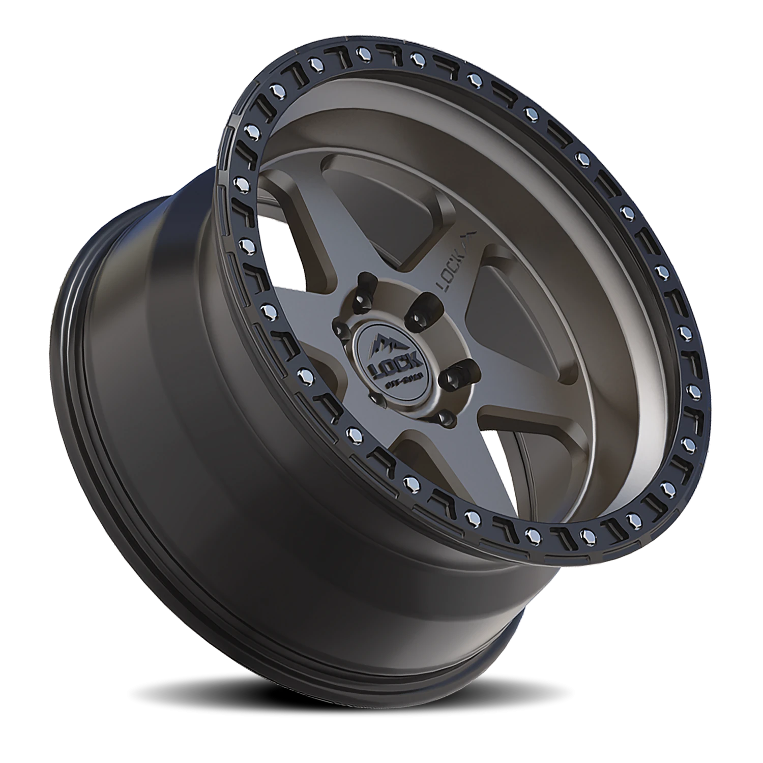 Lock Offroad Olympus Matte Grey W/ Matte Black Ring 17x9 -35 6x135mm 87.1mm