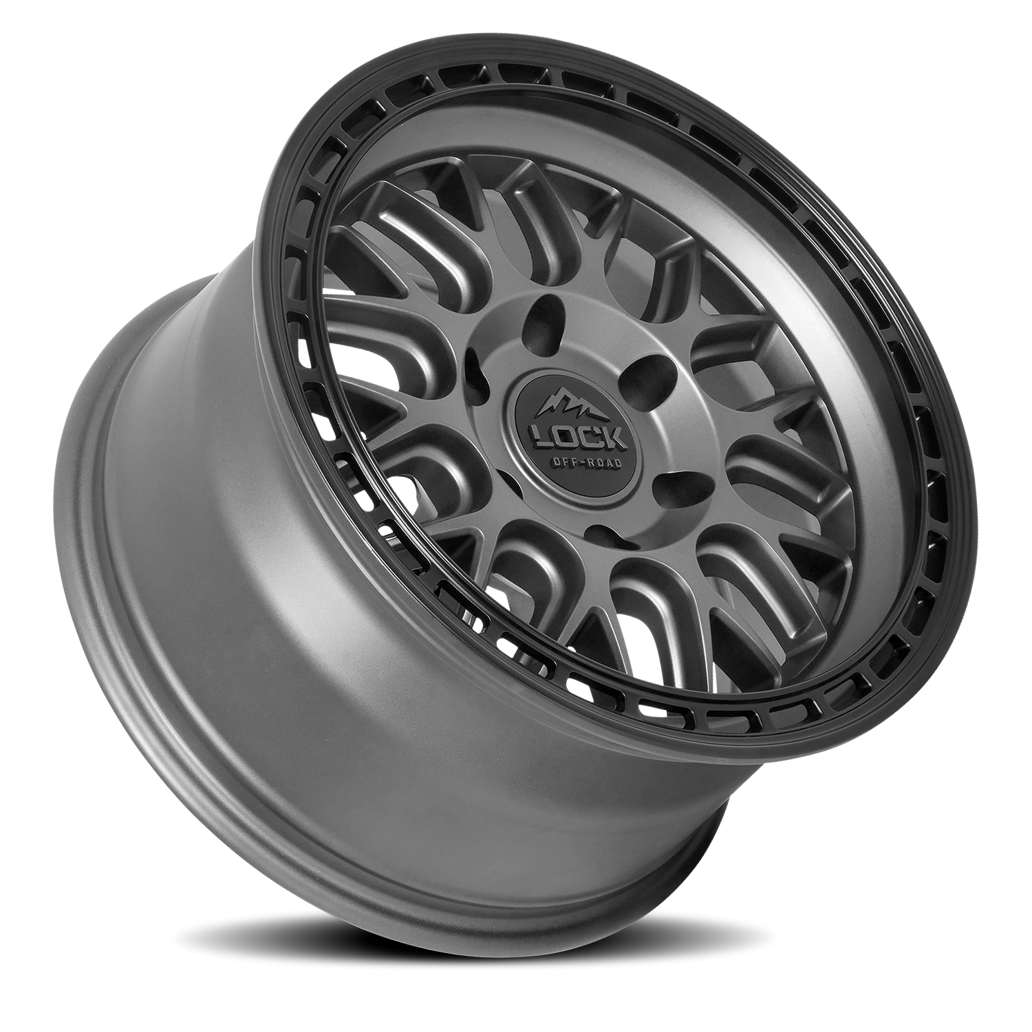 Lock Offroad Onyx Matte Grey W/ Matte Black Ring 17x9 -12 5x127mm 71.5mm