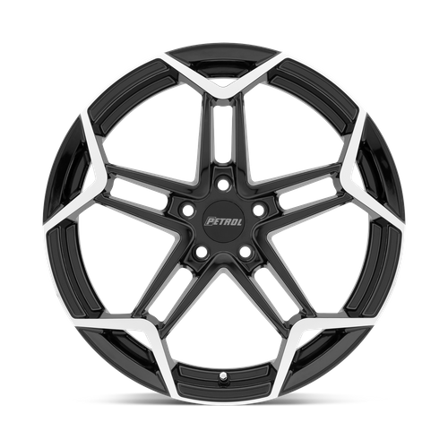Petrol P1A Gloss Black W/ Mach Cut Face 17x8 +40 5x112mm 72.1mm