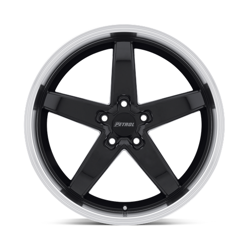Petrol P1B Gloss Black W/ Mach Cut Lip 19x8 +40 5x114.3mm 76.1mm